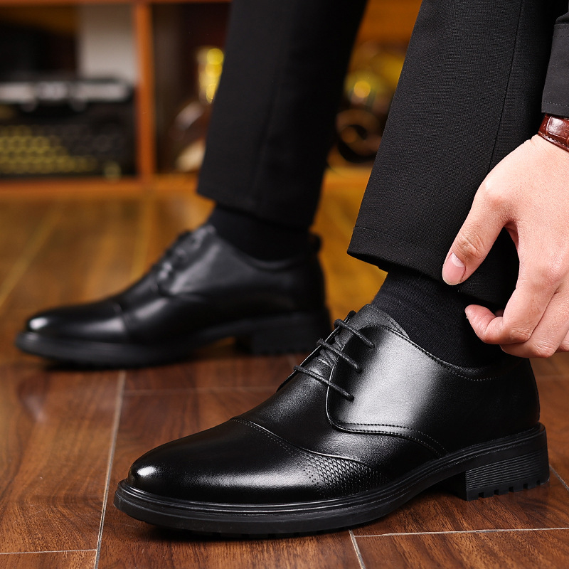 Men'S Grooming Oxford - أحذية رجالية سوداء من الجلد الطبيعي